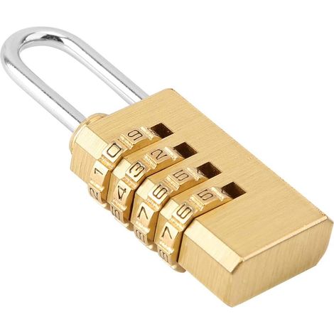 Cadenas à combinaison, cadenas de sécurité en laiton massif et cuivre avec code à 4 chiffres pour casier de salle de sport, verrou à moraillon, Sui