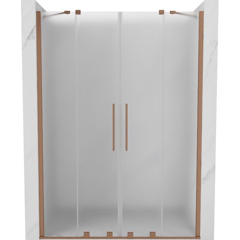 Mexen Velar Duo Schiebetür Dusche 160 cm, satiniert, gebürstetes Kupfer - 871-160-000-32-65 (1/5)