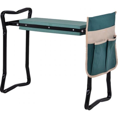 EASYCOMFORT Inginocchiatoio Panca da Giardino Pieghevole 2 in 1, Cuscini in EVA e Borsa Portaoggetti, Colore: Verde e Nero