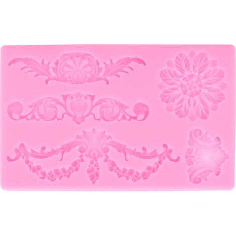 Moule en silicone fleur embossée européenne DIY pour gâteau, fondant, biscuit, chocolat, outil de décoration pâtisserie rose (1/5)