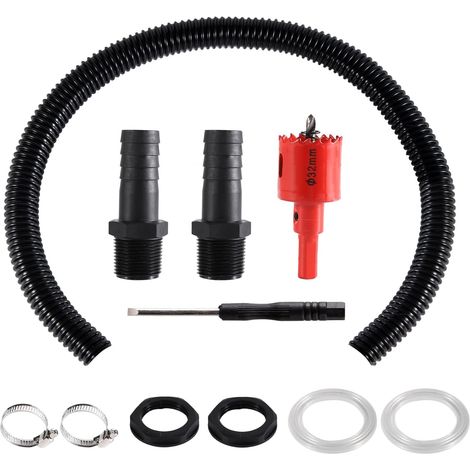 Kit di collegamento per raccoglitore di acqua piovana, set di collegamento per raccoglitore di acqua piovana da 1 pollice, tubo di collegamento da 100 cm, connettore per raccoglitore di acqua piovana