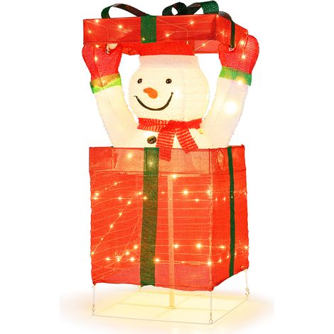 CASART Lighted Snowman in Gift Box Christmas Decoration w/100 LED Lights (1/5)