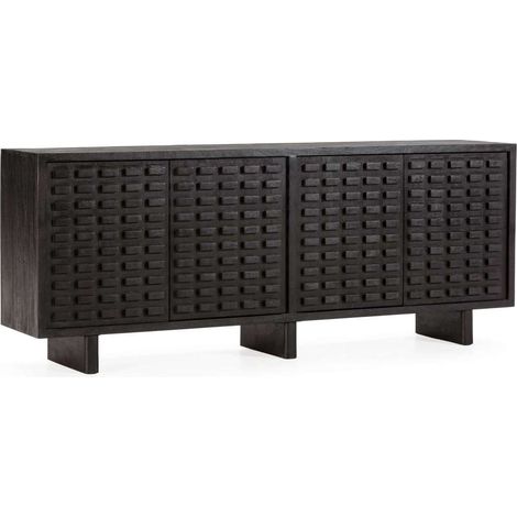 Aparador 4 puertas md-Isla, acabado madera de mango negro, 200cm(ancho) 80cm(alto) 40cm(largo) (1/5)