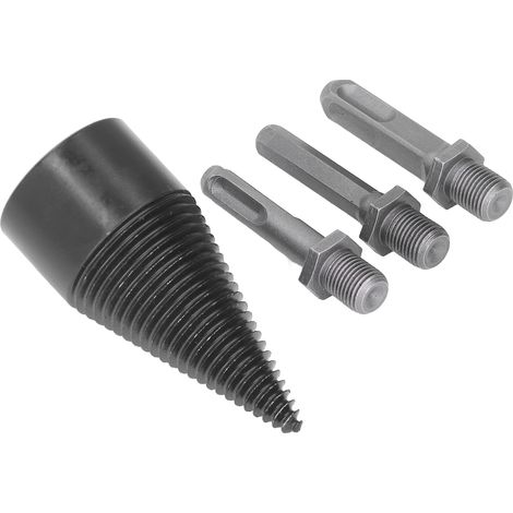 Cône de fendage de bûches en carbure d'acier, perceuse à bois, outil séparateur de bûches, avec 3 tiges amovibles, 42 mm / 1,7 pouce (1/5)
