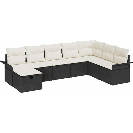Maison Exclusive - Garten-Sofa-Set mit Kissen 8 pcs Schwarz Poly