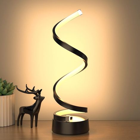 Klassische spiralförmige LED-Tischleuchte, schwarz, dimmbar, Metall, 3 Farbtemperaturen, dekoratives Licht für Wohnzimmer und Büro (1/5)