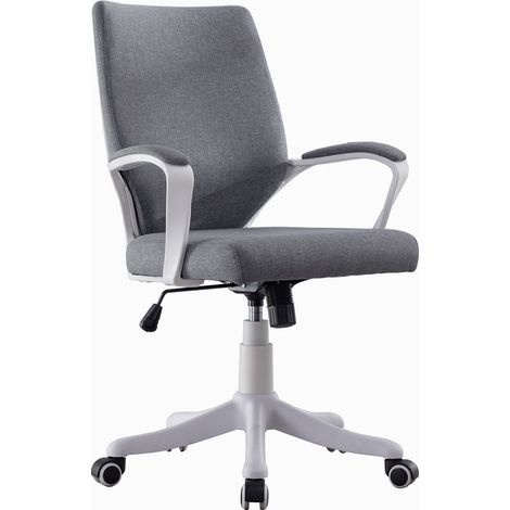 Sedia Operativa da Ufficio 63x69x90-100 cm Vallejo Schienale e Seduta Imbottiti Razze in Nylon Bianco e Grigio