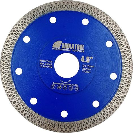 Disco diamantato MINKUROW 115mm Turbo Mesh Disco diamantato con segmento X Rim per piastrelle in ceramica, porcellana, granito (1/5)
