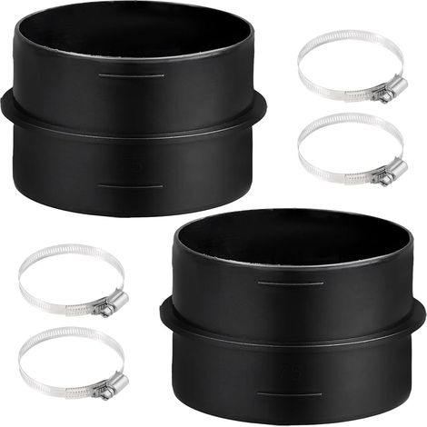 Set aus 2 runden 75-mm-Fittings für Lüftungsrohre mit 4 Edelstahl-Schlauchschellen – Zusatzzubehör für Heizung – Kunststoff – Für Heizungs- und Lüftungsanwendungen (1/5)