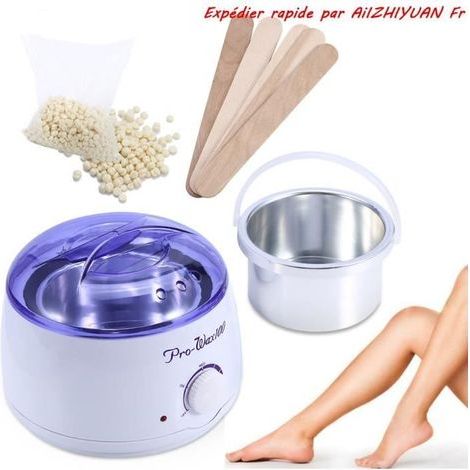 Appareil chauffe-cire chaude 500ml +100g grains de cire à épiler Crème +5 Spatulas professionnelles Électrique Portable (1/4)