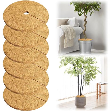 6 Pièces Disques de Paillage en Fibre de Coco 30 cm, Tapis Rond (1/5)