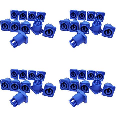 40PCS Connecteur Powercon 3 Broches 20A 250V Prise de Panneau de Haut-Parleur Femelle pour Écran LED ÉClairage de Scène,Bleu (1/2)