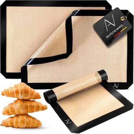 AVANA Lot 3 Tapis Cuisson Silikon Réutilisables, Plaque Antiadhésive Glissante, Pâtisserie Four Chaleur (1/5)