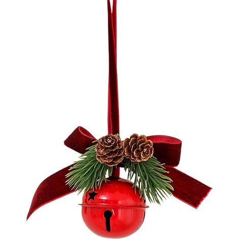 Cloche De Noël - En Fer - Avec Nœud En Velours Rouge - Son Clair - Pour Arbre De Noël Et Décoration Intérieure - Diamètre 9 Cm - Lot De 1 (1/5)