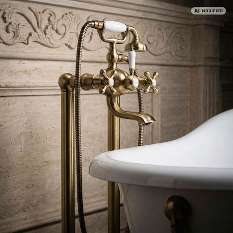 Robinet de baignoire rétro en laiton bronze antique pour baignoires autoportantes - PaulGurkes (1/5)