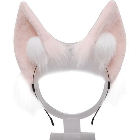 Serre-tête oreilles d'animaux en peluche rose, doux et confortable, finition squelette, bandeau fluffy mignon pour femme et fille (1/5)