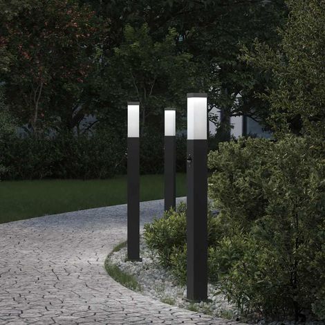 Pollerleuchten mit Sensor 3 Stk. 80 cm Schwarz IP44 (1/5)