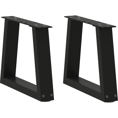 Pieds de table basse en V en acier thermolaqué noir, lot de 2, 30 x 30-31,3 cm - PANGIVO (1/5)