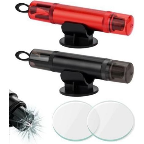 2 Pièces Marteau de Sécurité pour Voiture,Brise Vitre Coupe Ceinture,2 en 1 Brise Glace Voiture Coupe Ceinture, MARTEAU BRISE VITRE (1/5)