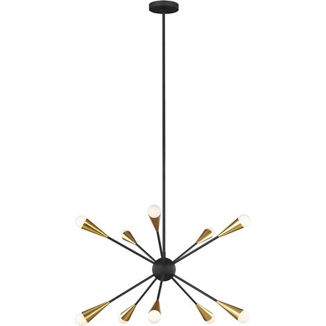 Lampadario Industrial Jax Acciaio Nero Mezzanotte 10 Luci G9 3 Ledw 3000K 3200Lm (1/4)