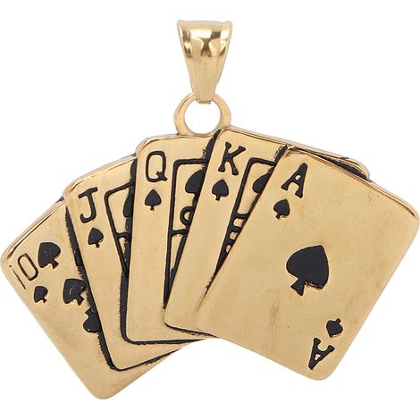 Tirettes de fermeture éclair en acier titane, pendentifs forme poker, accessoires vêtements or pour seniors. (1/5)