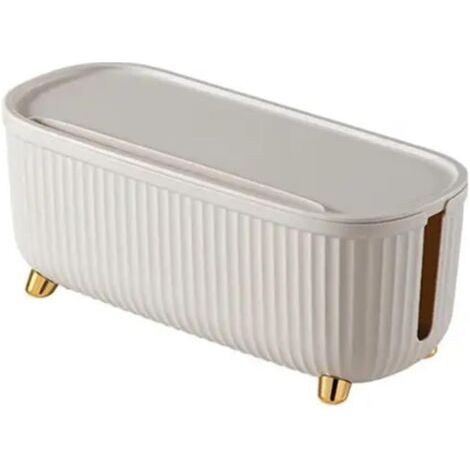BUNTHAUS (Beige) Boîtier de Gestion des Câbles Boîte de rangement de câbles avec couvercle Boîte de gestion de câbles anti poussière à rayures peu encombrante Grande boîte de rangement for tableau de (1/5)