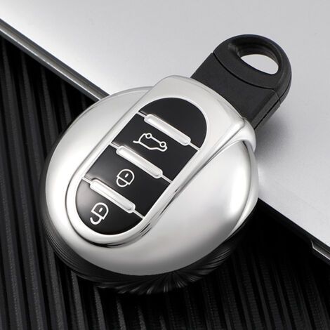 Étui de protection pour clé de voiture Mini F56 F54 F55 F57 F60 Cooper One Clubman Countryman Works en TPU 3 boutons Argent (1/5)