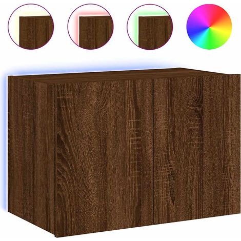 Maison Exclusive - TV-Wandschrank mit LED-Leuchten Braun Eichen-O