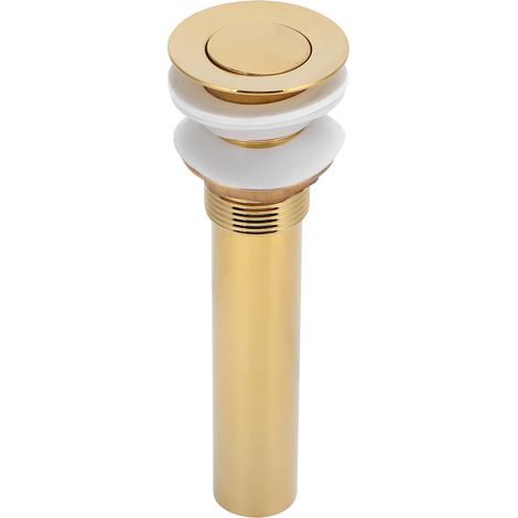 Bouchon de vidange anti-obstruction pour lavabo et évier de salle de bain, accessoire anti-débordement, couleur or (clapet sans trou) (1/5)