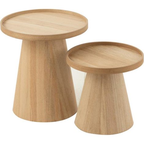 Lot de 2 Tables d'Appoint "Rebord" 50cm Naturel (1/5)