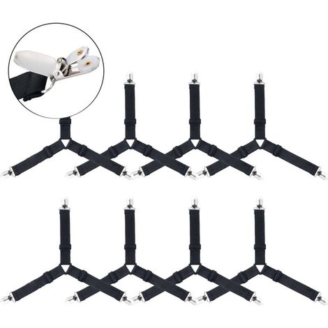 Lot de 8 sangles de retenue réglables pour draps de lit Triangle élastiques pour draps, housses de matelas, coussins de canapé et coussins de siège de chaise (1/4)