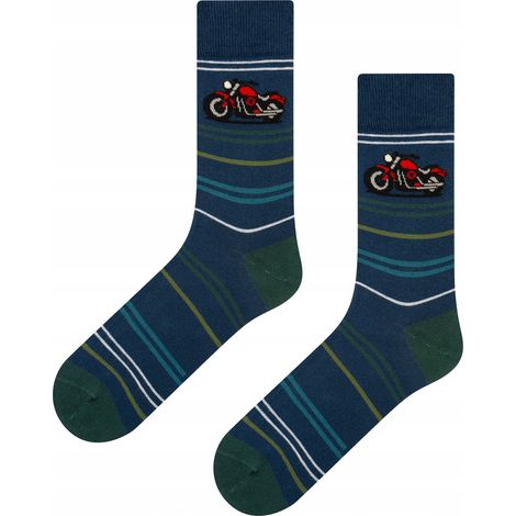 Calcetines de moto SOXO para hombre, azul marino con rayas, para motoristas de 40 a 45 años. (1/2)
