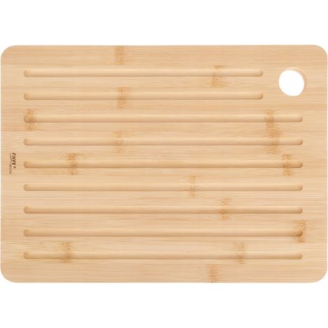 Planche à découper en bambou et bois Natural Life avec rainures, 33 x 24 x 1,5 cm, grande, avec œillet