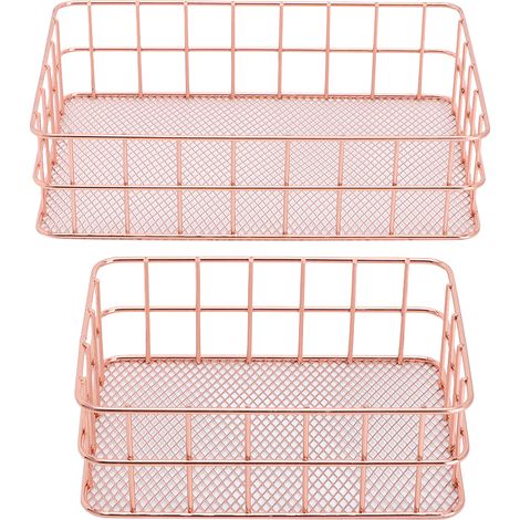 Lot de 2 paniers de rangement multifonctionnels en fer pour cosmétiques, fruits et autres produits ménagers. (1/5)