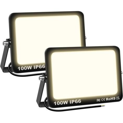 2 Pcs Projecteur LED Extérieur 100W 10000LM 3000K Blanc Chaud Spot LED Eclairage IP66 Étanche Projecteur Extérieur Eclairage de Sécurité Floodlight pour Jardin, Patio, Garage, Entrée (1/5)