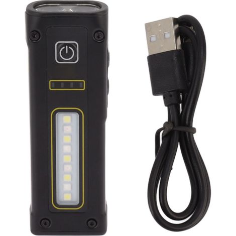 Lampe de poche LED COB avec double source lumineuse, recharge USB-C 800mAh, magnétique puissant et portable, noir (1/5)