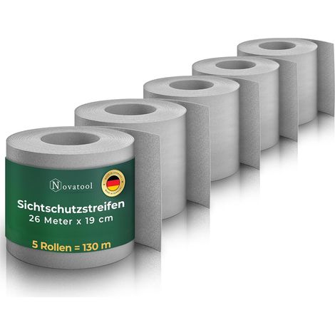 Novatool PP rouleaux de 130 m Bandes d'intimité durables pour clôture à double fil gris pour 50 rangées de clôture à fil Bandes d'intimité extra