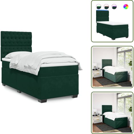 vidaXL Sommier à lattes de lit avec matelas Vert foncé 100x200 cm (1/5)