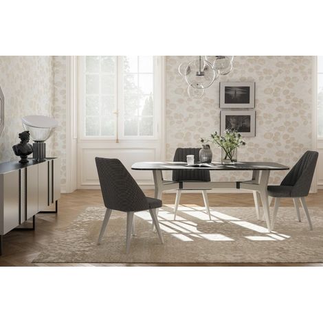 Comedor completo OLIVIA con 4 sillas, negro (1/4)