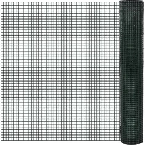 Grillage galvanisé pour poulailler, revêtement PVC, 10 x 1 m, vert