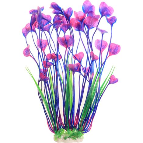 1 Plante artificielle, Décoration aquarium, Base céramique, Plastique sûr, Pour tous poissons (1/5)