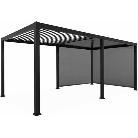 sweeek - Pergola mit Lamellendach Triomphe 3x6m mit 2 Markisen 3m