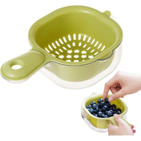 Passoire À Fruits Double Couche Avec Poignée - 1/4 Pièces Panier Égouttoir À Légumes Avec Poignée Bol À Pastèque Avec Passoire Petit Bac À Double Couche Et Panier Avec Poignée Pour Égoutter Les Fr (1/5)