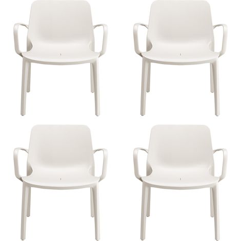 SET 4 poltrona con braccioli Sedia Lounge GINEVRA S-C-A-B Interno ed Esterno LINO Impilabile in Tecnopolimero Rinforzato con Fibra di Vetro Made in Italy (1/5)