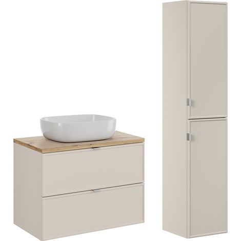 Conjunto de muebles con lavabo individual 80cm y columna Alba Cachemira