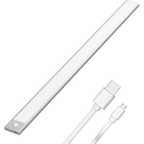 113 LED-Schrankleuchte, 60 cm, kabellos, über USB wiederaufladbar, magnetisch, Bewegungsmelder, 3 Beleuchtungsmodi, tragbar, Schranklicht, Not-Arbeitslicht, 6000 K, Silber [Energieklasse A+]
