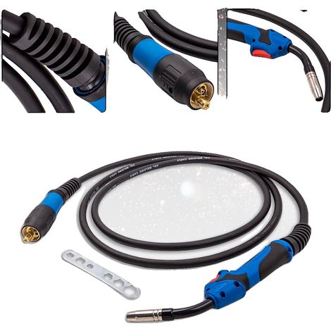 Antorcha de soldadura MIG, 4 metros de longitud, refrigeración por gas inerte, empuñadura ergonómica. (1/5)
