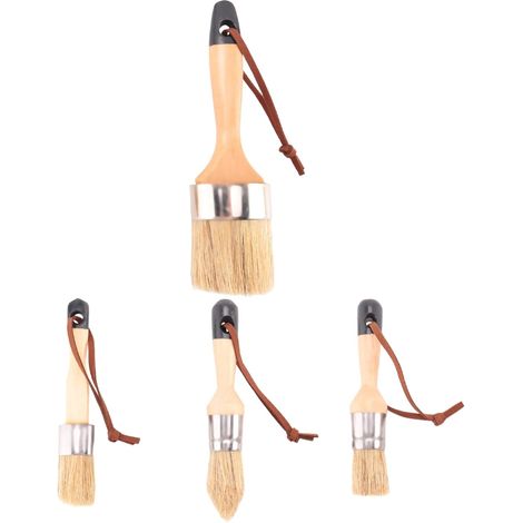4 PCS Pinceau Rond Ovale Pinceau à Craie avec Poils Naturels pour Peinture ou Cirage (1/5)