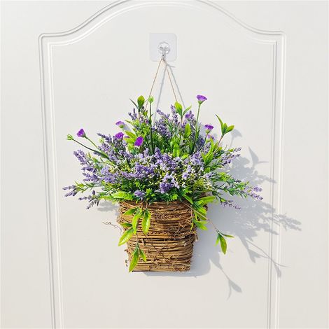 Panier-Porte Hydrangea - Guirlande Artificielle pour Porte d'Entrée - Décor Extérieur Printemps Été - 40 cm - 1 pièce (1/5)