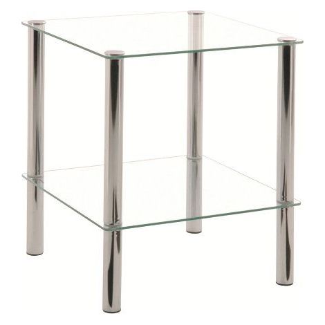 Table d'appoint carrée 39x47 cm en verre et métal chromé - YUKON